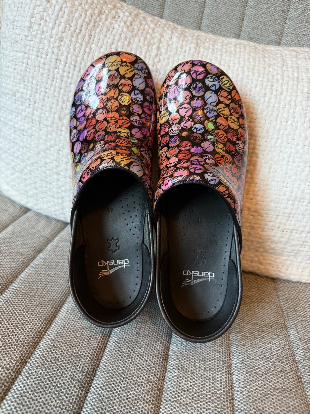 Dansko Multicolor Patent Leather Patterned Clogs - Picture 2 of 10